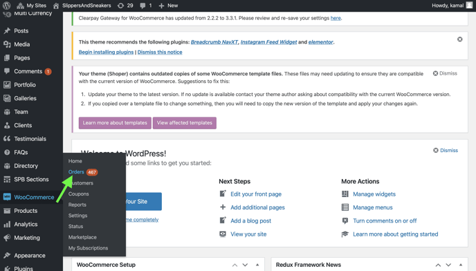 WooCommerce - go to orders
