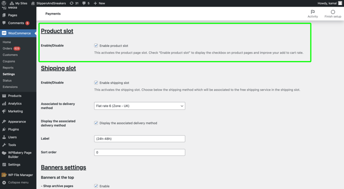 WooCommerce - product slot