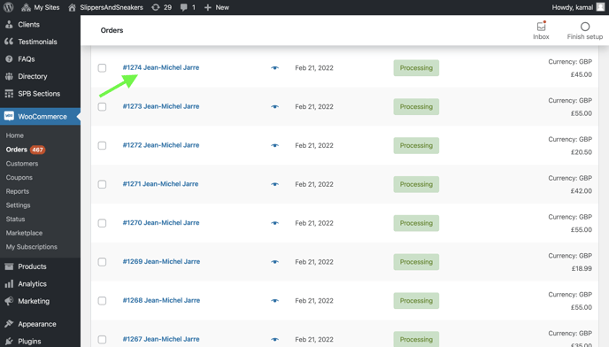 WooCommerce - select order